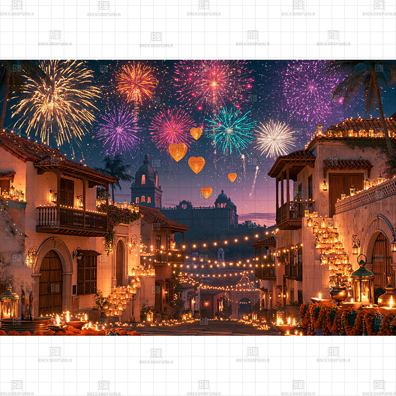 Festive Street Radiance Printed Diwali Baby Backdrop