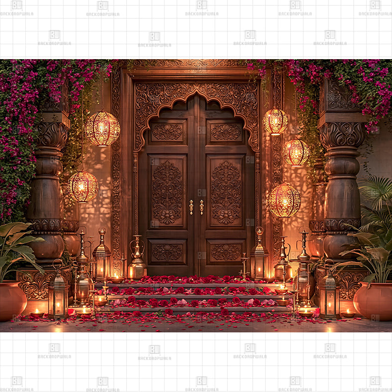 Rosewood Haveli Darwaza Printed Diwali Baby Backdrop