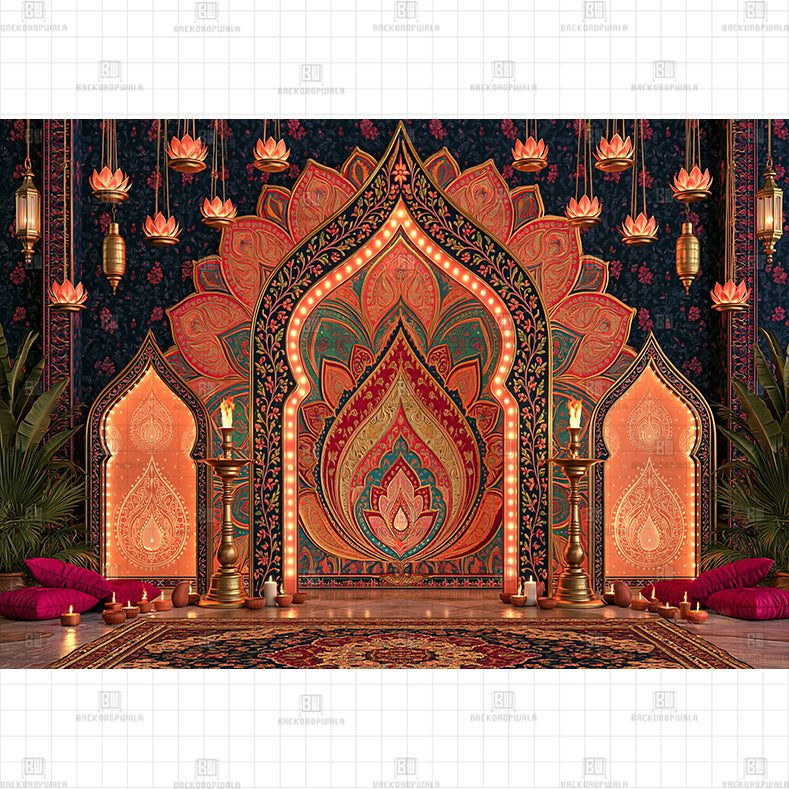 Temple Archway Setup Printed Diwali Baby Backdrop