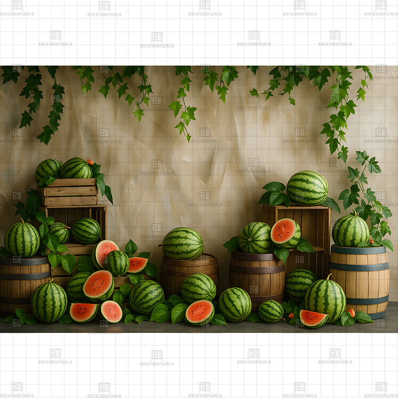 Watermelon Barrels Printed Baby Backdrop