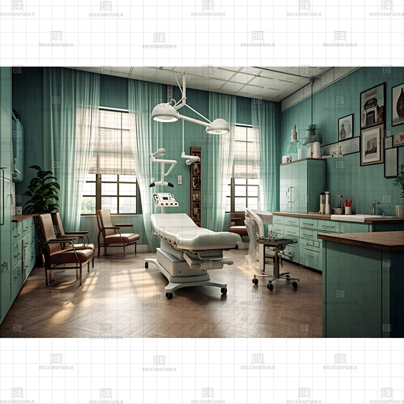 Vintage Clinic Room Printed Baby Backdrop