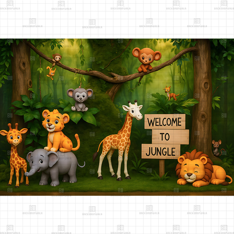 Welcome To Jungle Printed Baby Backdrop