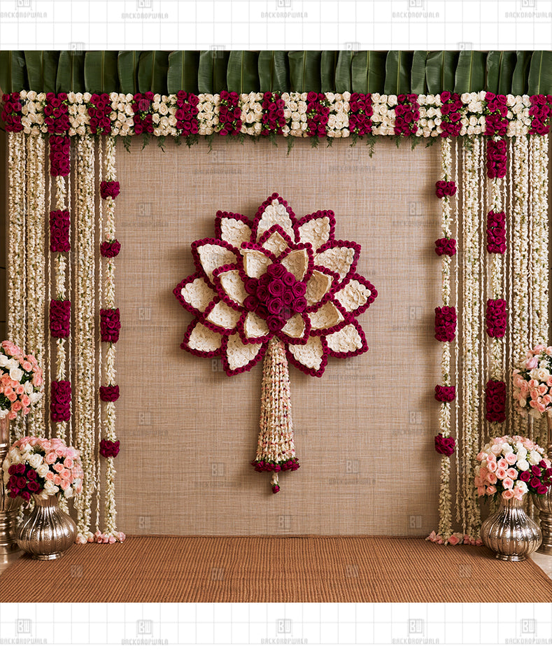 Traditional Mogra Tassel Printed Diwali Decoration Backdrop