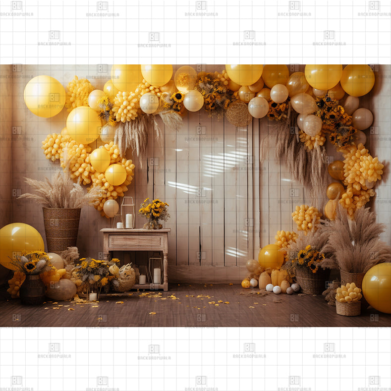 Yellow & Gold Celebration Printed Baby Backdrop