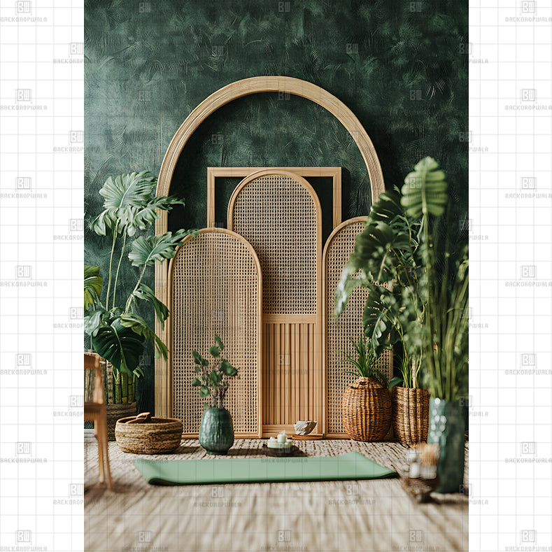 Bohemian Green Oasis Backdrop Printed Maternity Backdrop