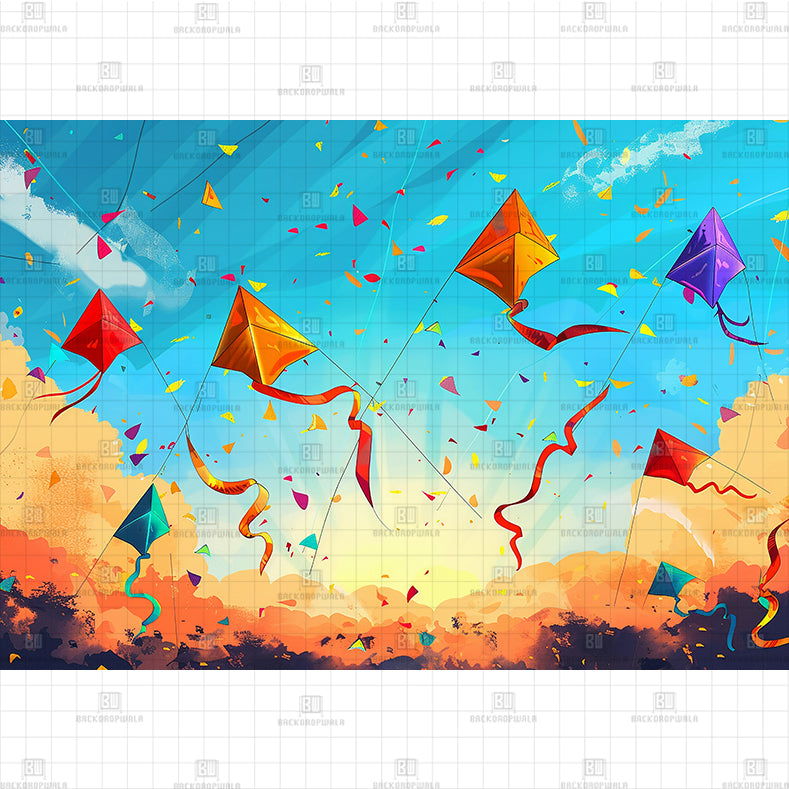 Confetti Kite Celebration Printed Baby Backdrop