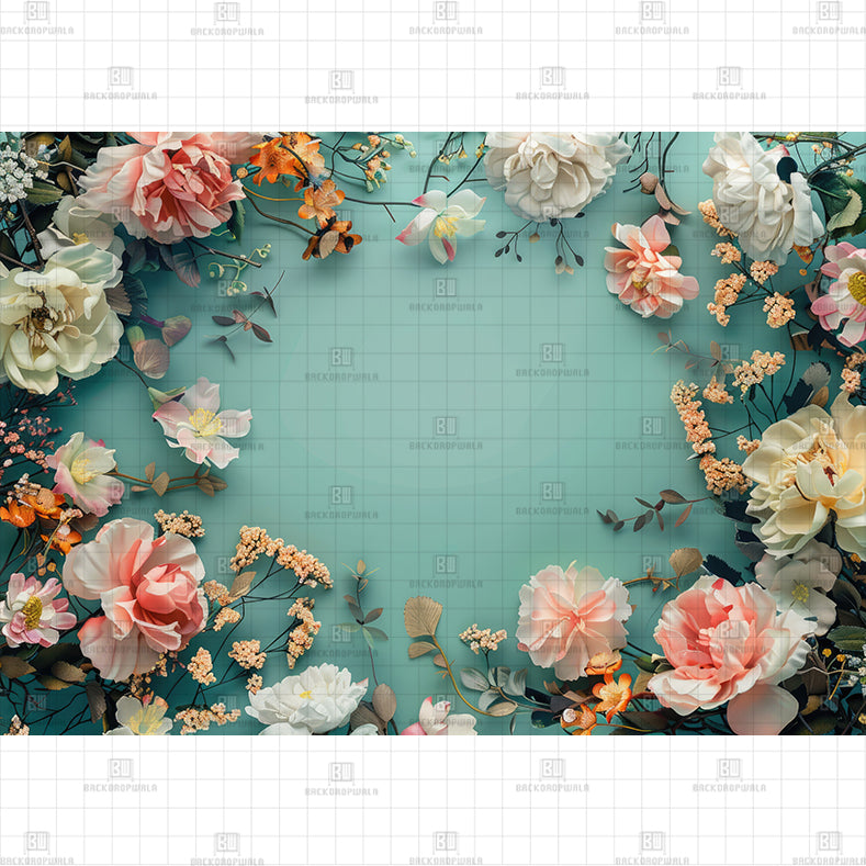 Vintage Floral Theme Backdrop Printed Born Baby Backdrop