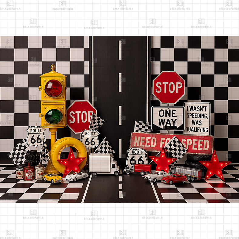 Burgundy Texture Racing Victory Lane Printed Baby Backdrop