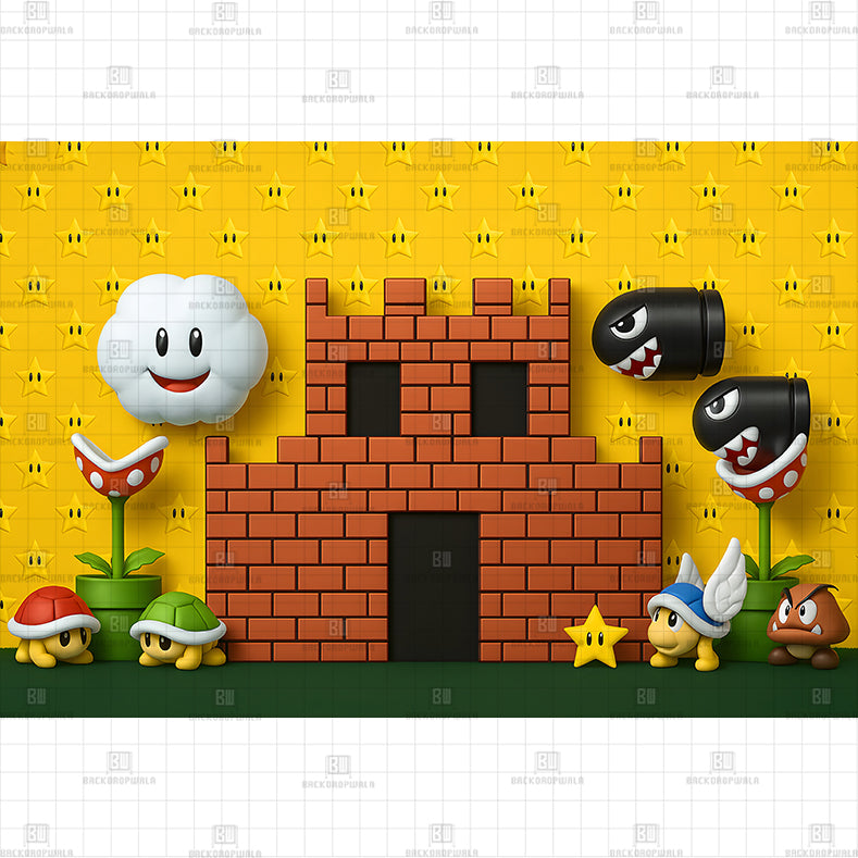 Mario Castle Printed Baby Backdrop