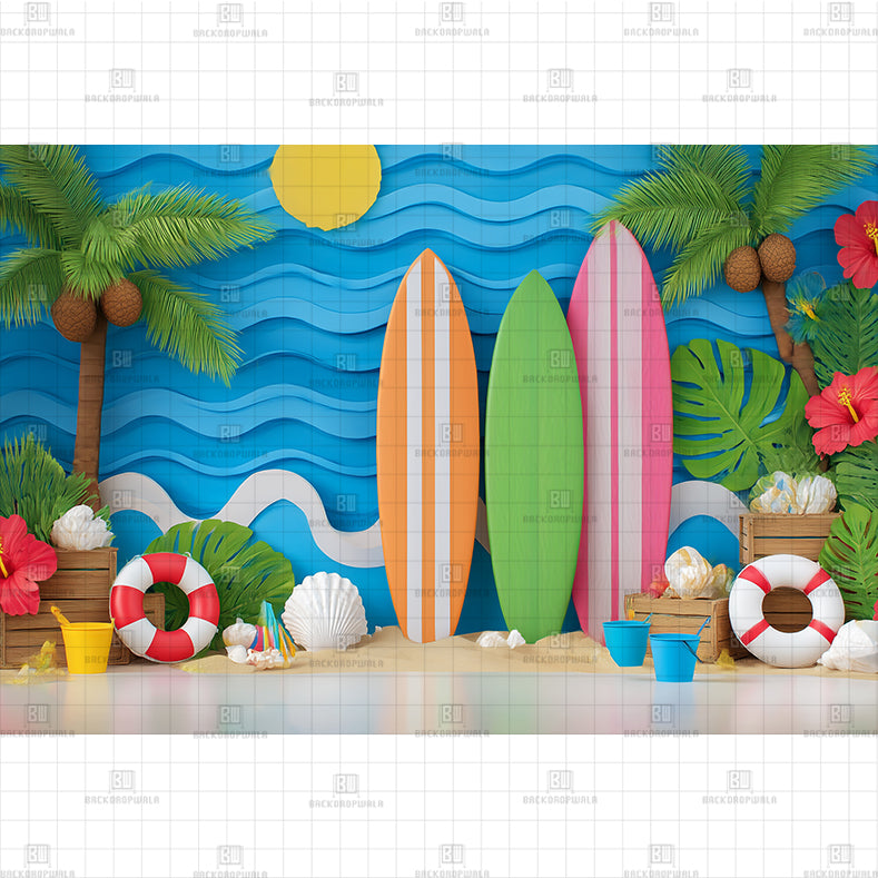 Polynesian Paradise Setup Printed Baby Backdrop