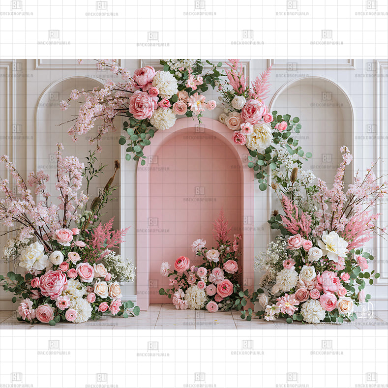 Rustic Floral Arches Printed Baby Backdrop