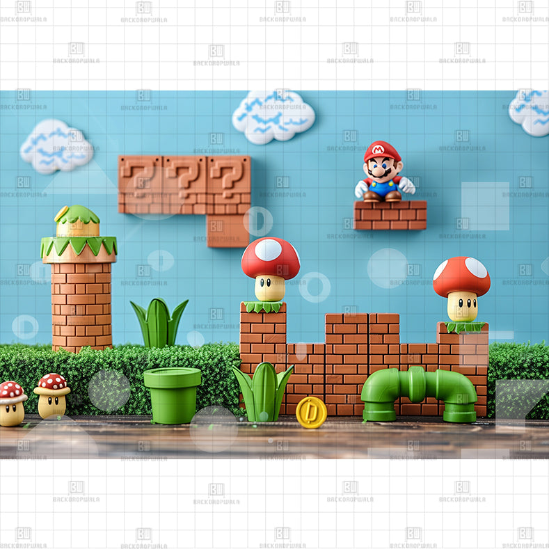 Mario Level Printed Baby Backdrop