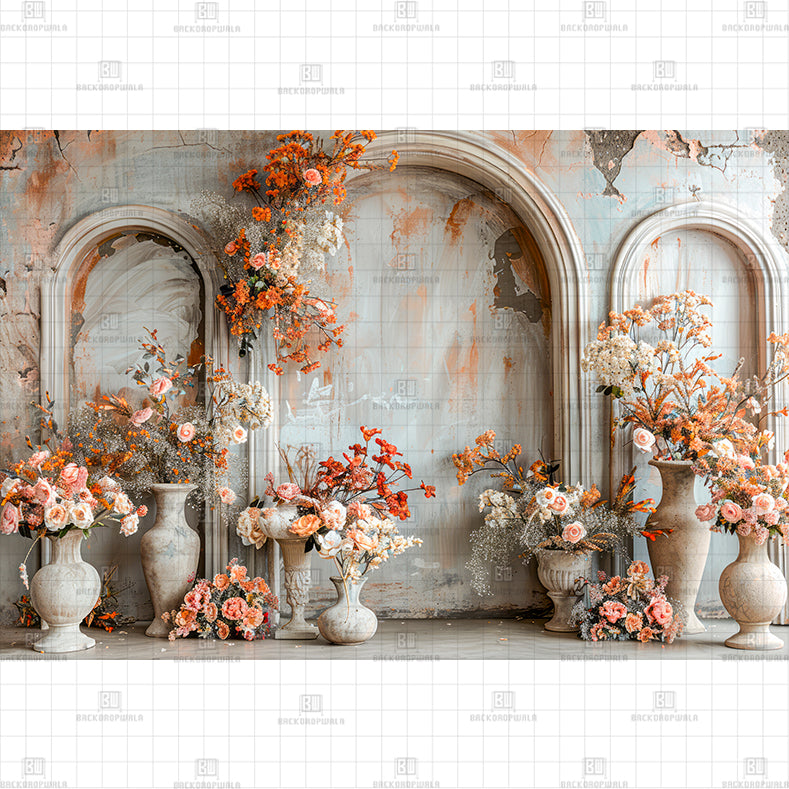 Rustic Floral Arches Printed Baby Backdrop
