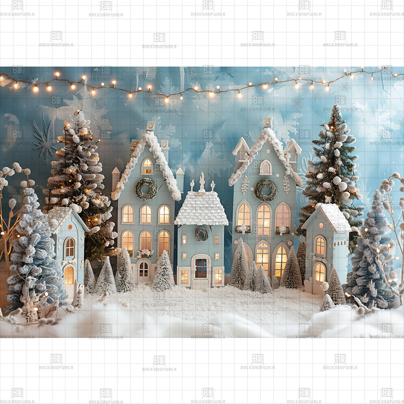 Snow-Covered Christmas Woodland Printed Baby Backdrop