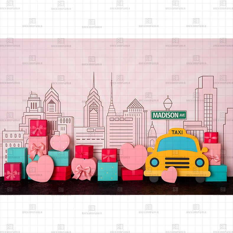Urban Cityscape With Gifts Printed Baby Backdrop