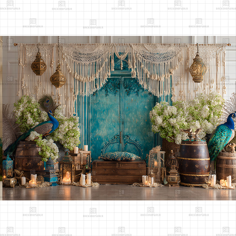 Macrame Peacock Setup PRINTED BACKDROP