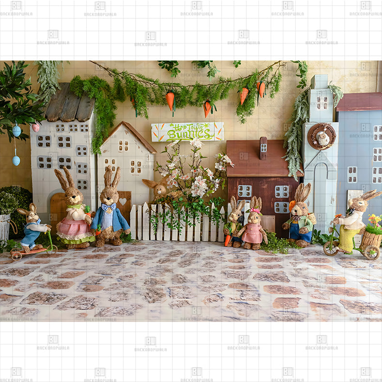Hop Town Bunny Village Printed Baby Backdrop