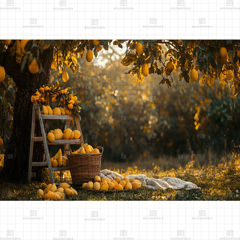 Golden Mango Harvest Printed Baby Backdrop