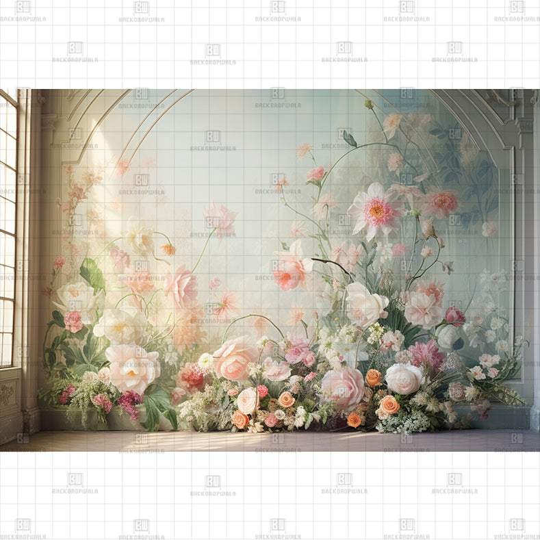 Soft Floral Wall Printed Baby Backdrop
