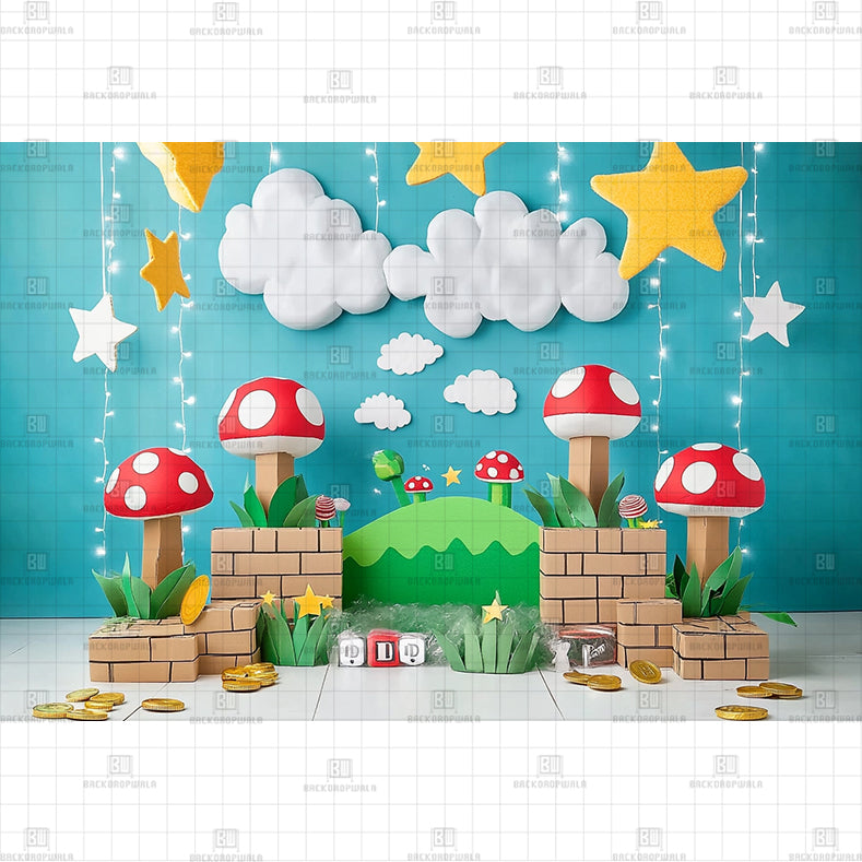 Mushroom Kingdom Printed Baby Backdrop