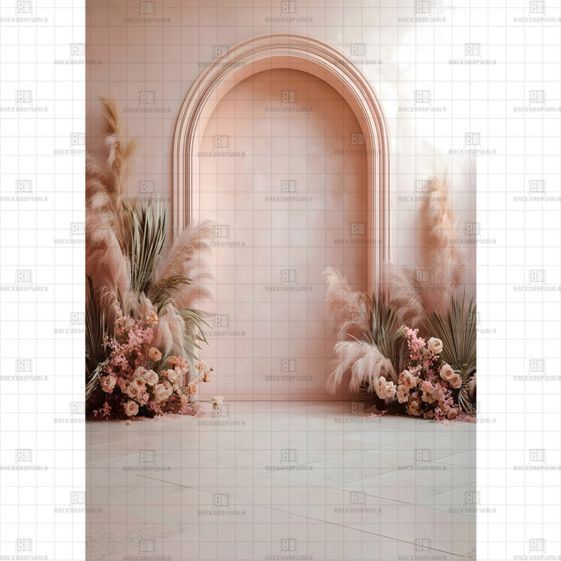 Classical Pink Portico Arch Backdrop Printed Maternity Backdrop