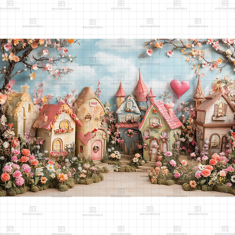 Pastel Fairy Mushroom Garden Printed Baby Backdrop