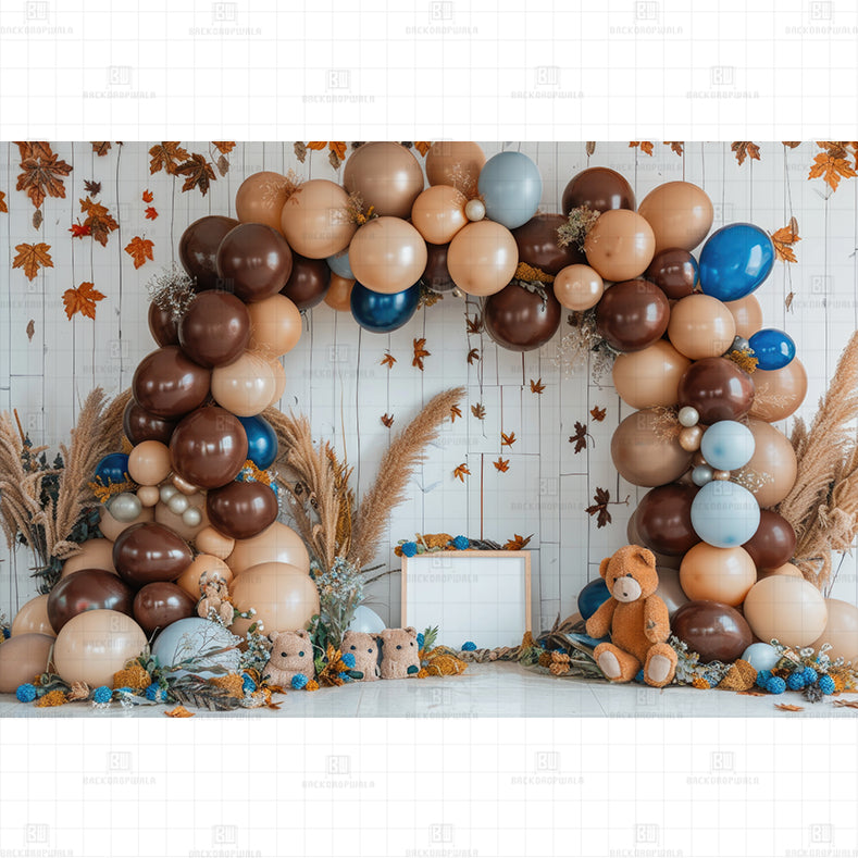 Chocolate Balloons Birthday Printed Baby Backdrop