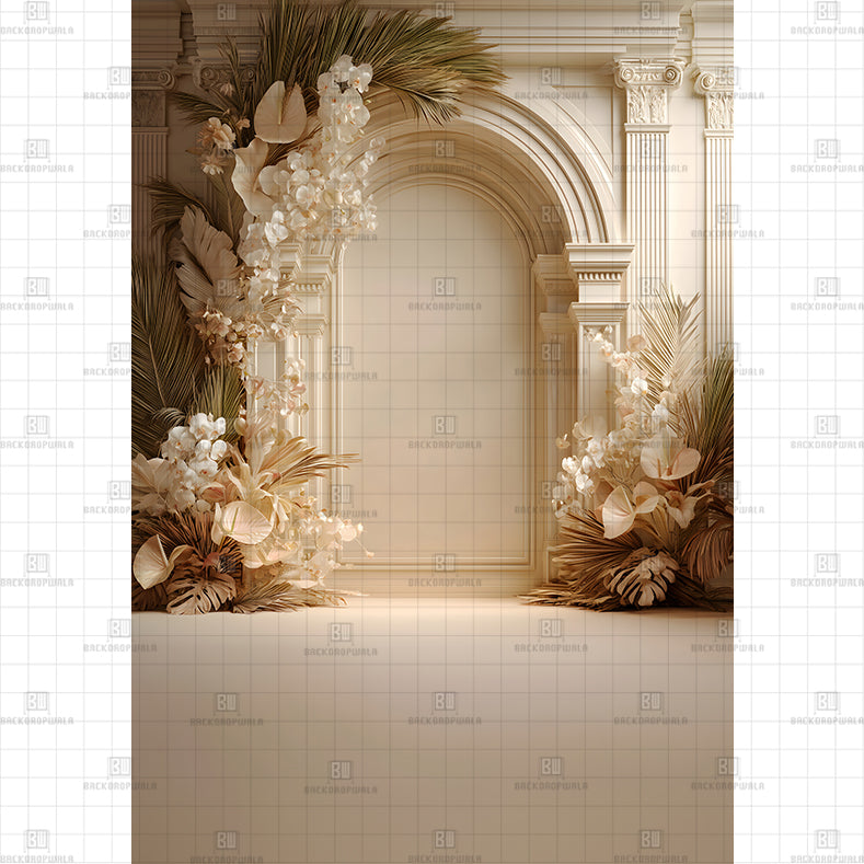 Timeless Roman Bloom Arch Backdrop Printed Maternity Backdrop