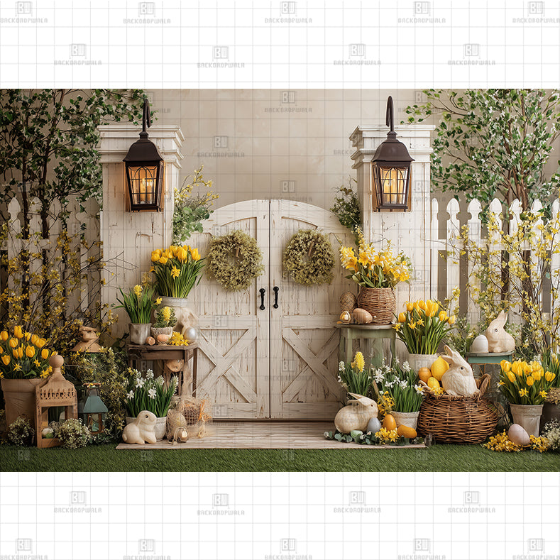 Easter Manor Entrance Printed Baby Backdrop