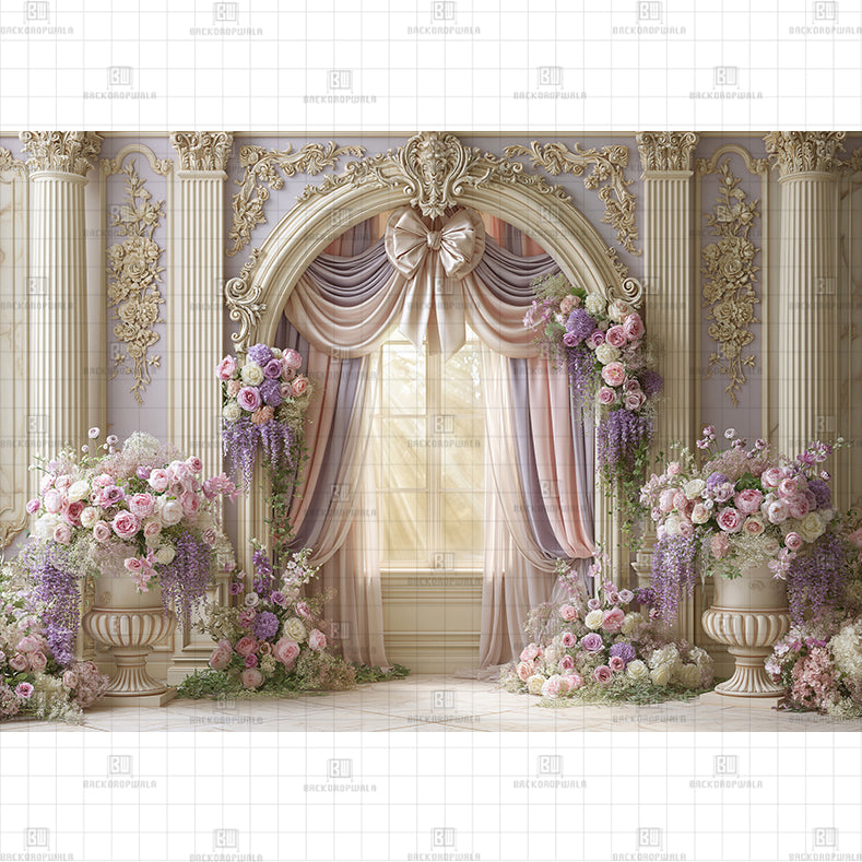 Pink Floral Archway Printed Baby Backdrop