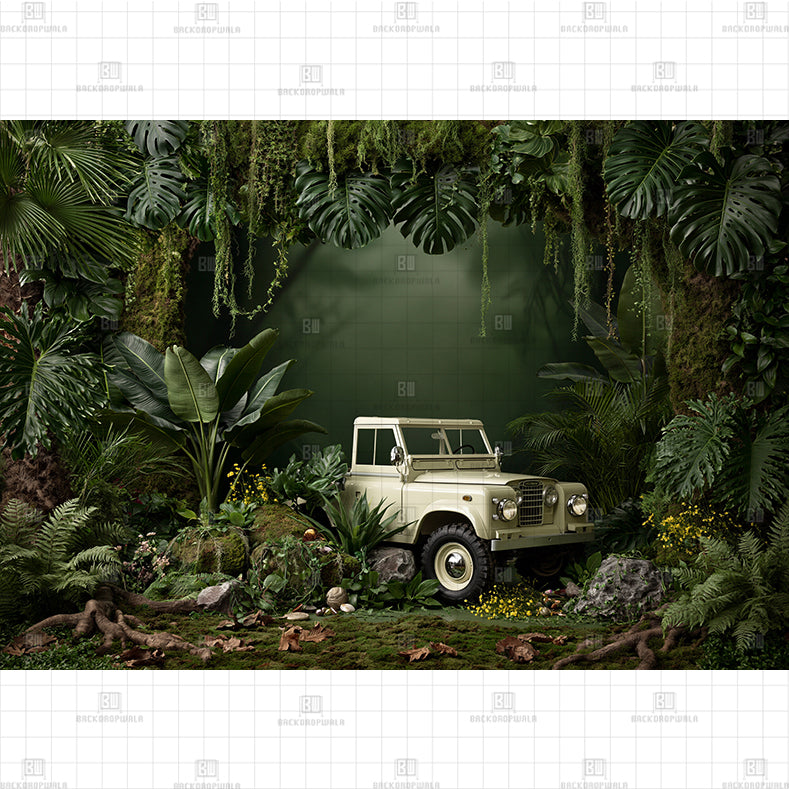 Dino Green Scene Printed Baby Backdrop