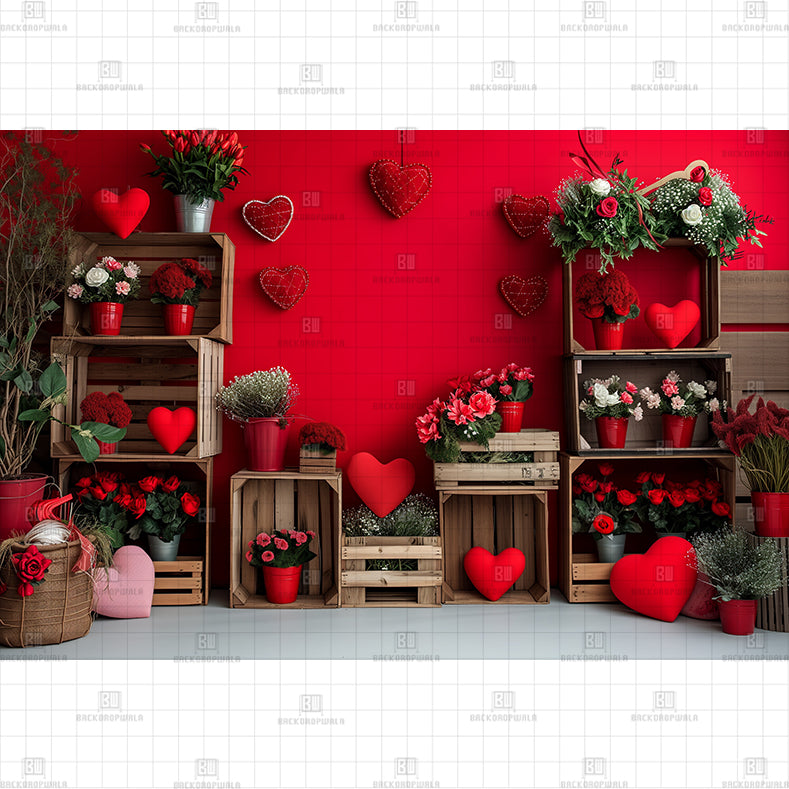 Valentine's Floral Wooden Love Heart Archway Backdrop