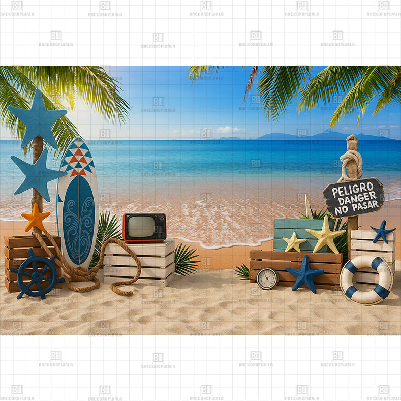 Sandy beach Printed Baby Backdrop