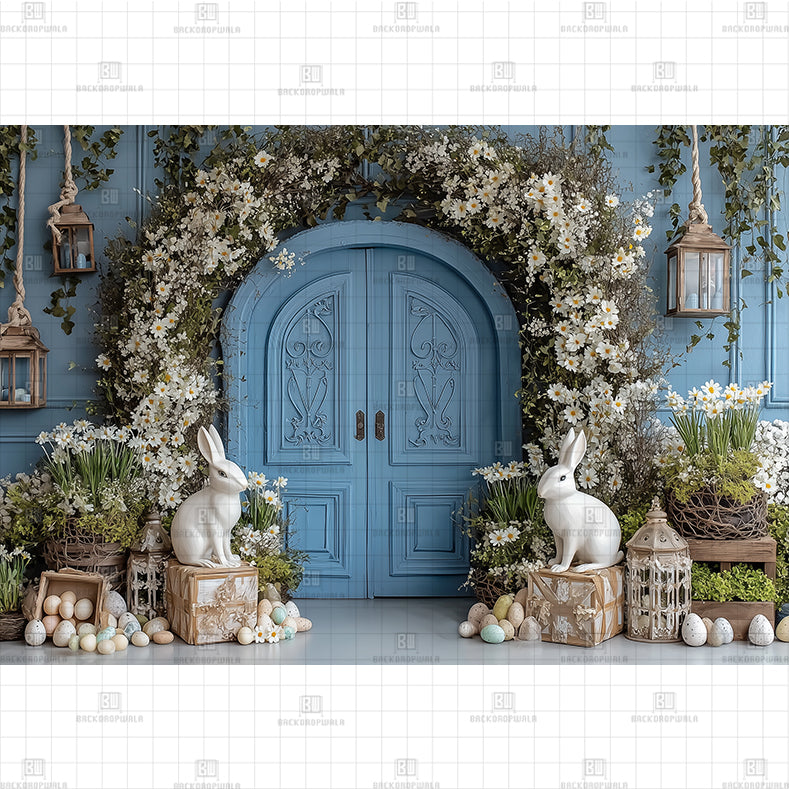 Blossom & Bunny Gate Printed Baby Backdrop