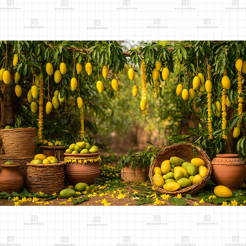 Festive Mango Archway Printed Baby Backdrop