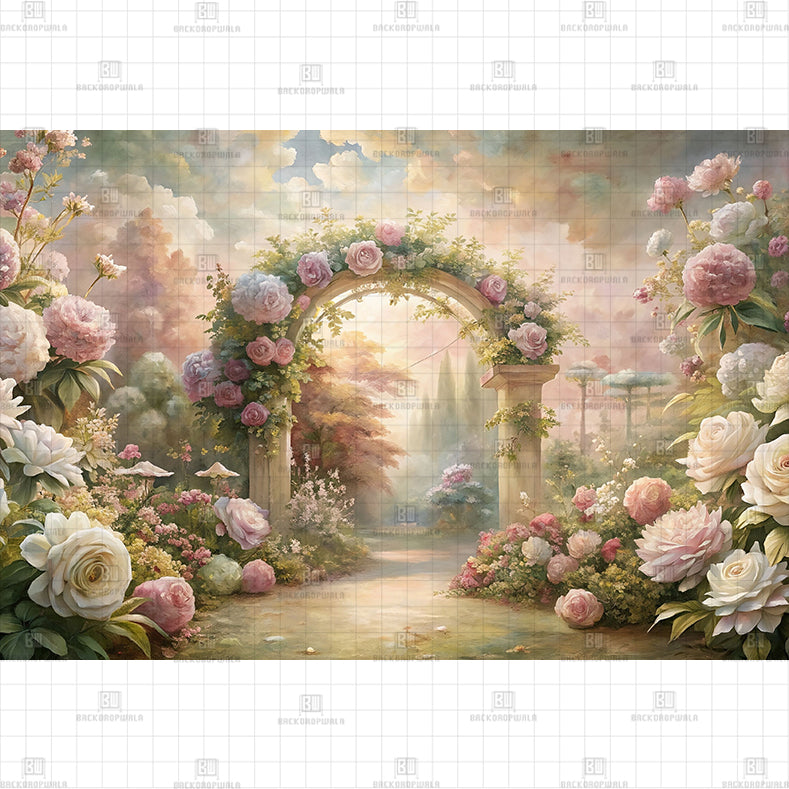 Rose Garden Arch Printed Baby Backdrop