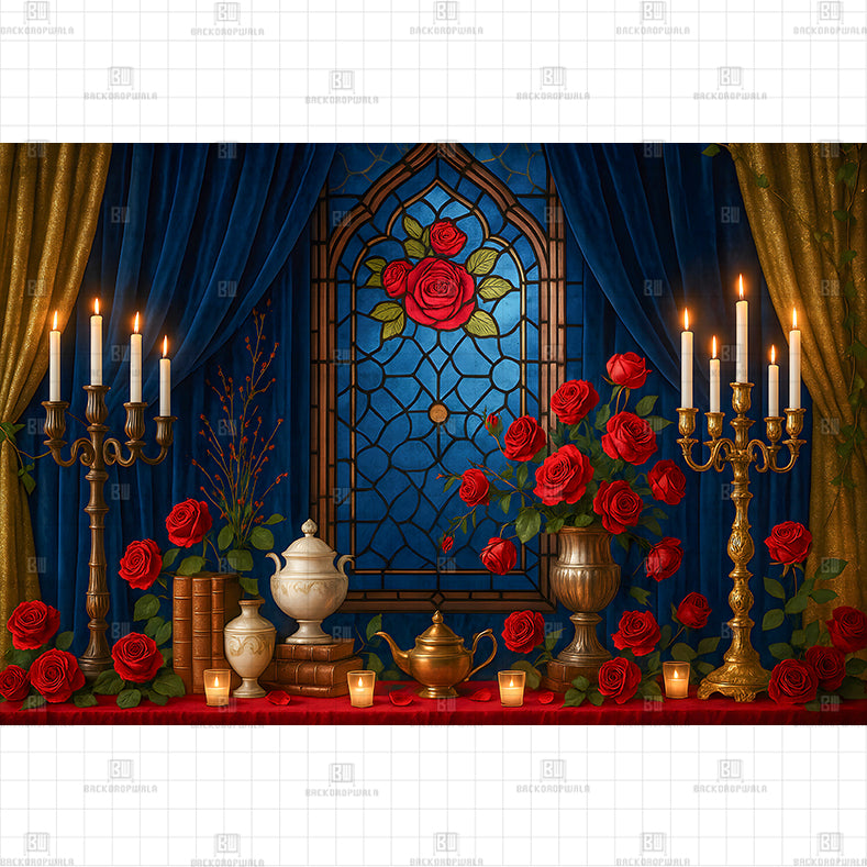 Rose & Candles Printed Baby Backdrop