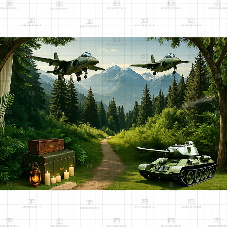 Forest Military Zone Printed Baby Backdrop