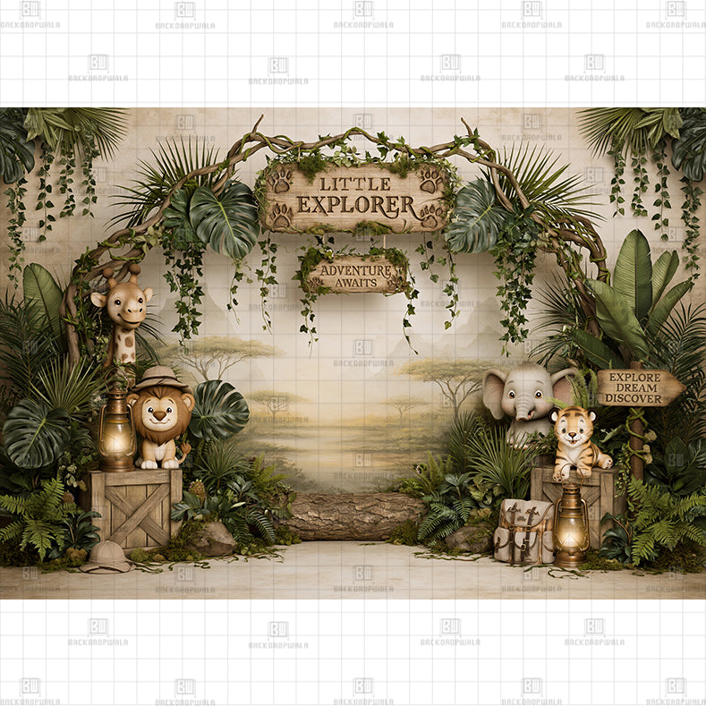 Dinosaur Adventure Printed Baby Backdrop
