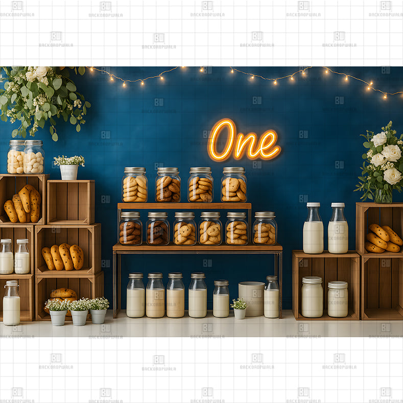 Cookies and Milk Printed Baby Backdrop