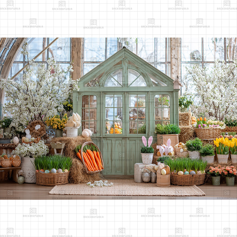 Vintage White Fence Easter Printed Baby Backdrop