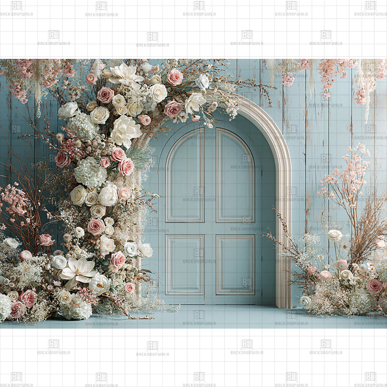 Pink Flower Shopfront Printed Baby Backdrop
