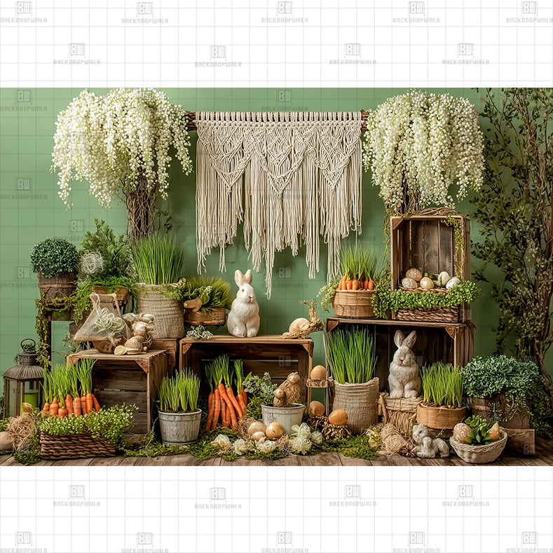 Whimsical Carrot Patch Easter Printed Baby Backdrop