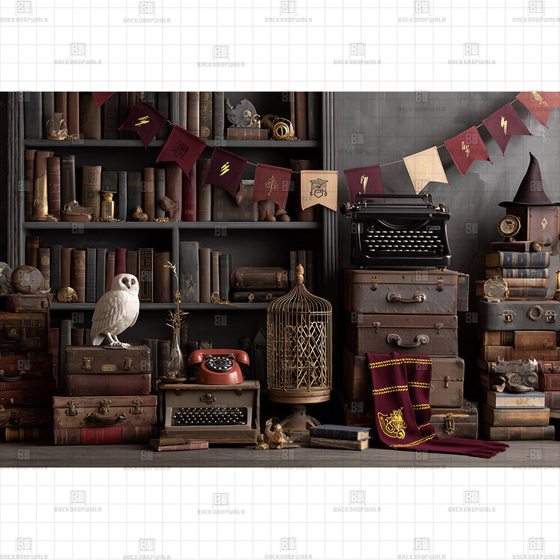 Wizard Library Printed Baby Backdrop