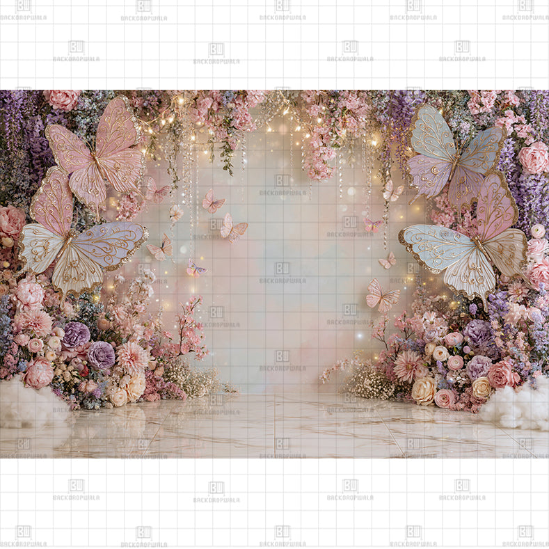 Blush Butterflies Printed Baby Backdrop