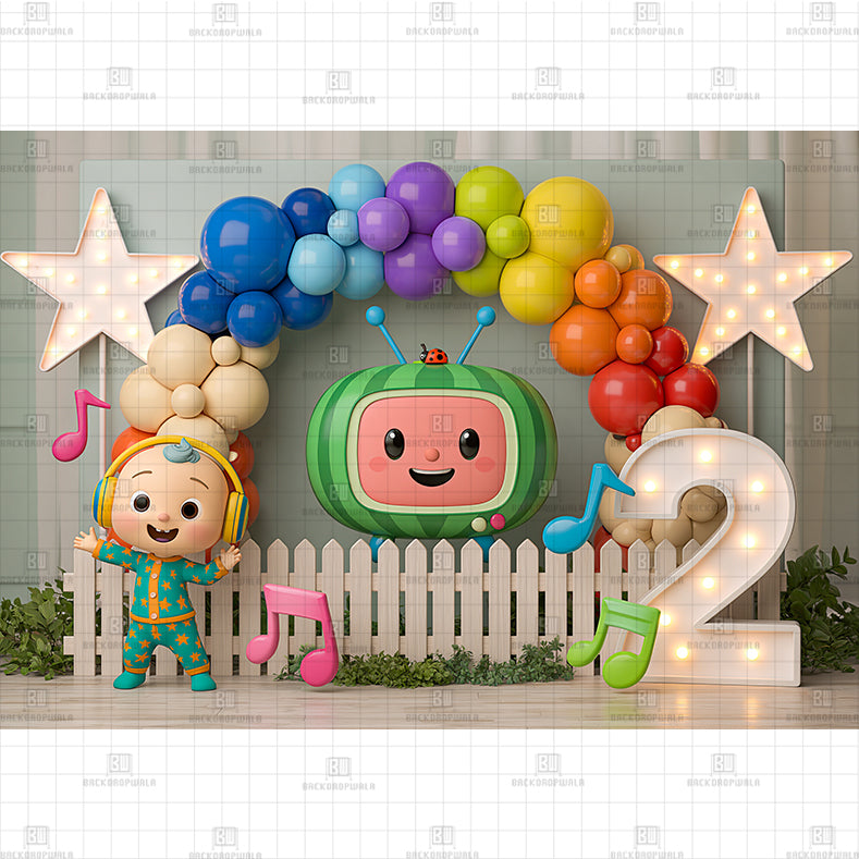 Cocomelon One Printed Baby Backdrop