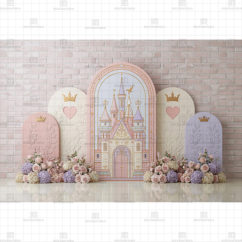 Princess Balloon Printed Baby Backdrop
