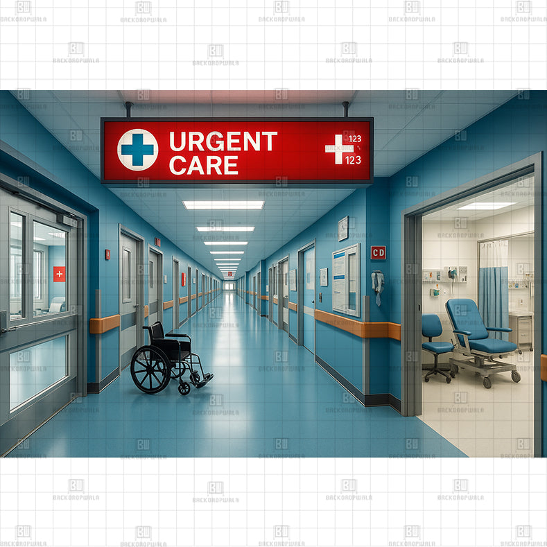 Urgent Care Hallway Printed Baby Backdrop