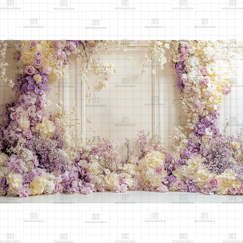 Purple Floral Arch Printed Baby Backdrop