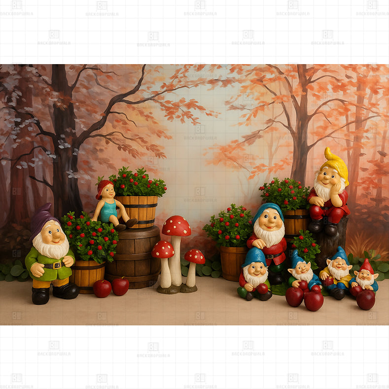 Seven Dwarfs Scene Printed Baby Backdrop